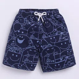 Kidcity Soft Cotton Sinker Smiley Face Printed Shorts - Navy Blue-picture-20