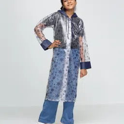 CITIZEN Disney Full Sleeves Snow Flakes Printed Hooded Raincoat - Transparent-picture-13