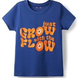 kookie kids india Kookie Kids Half Sleeves T-Shirt With Floral & Text Print - Navy Blue-picture-10