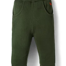 Yellow Apple Knit Full Length Solid Colour Fleece Pant - Olive Green-image-14