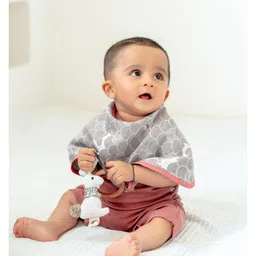 Cocoon Care 0 to 6 Months 2 in 1 Bamboo Bib and Burp Cloth  ultra soft highly absorbent - Grey image 2