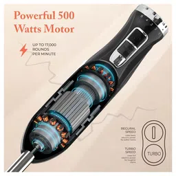 Inalsa RobotElectric Hand Blender with 500 Watt-Inox500-Black/Silver image 2