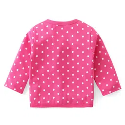 Babyhug 100% Cotton Knit Full Sleeves Antibacterial Front Open Vests with Polka Dots & Strawberry Print  Pack of 3 - Pink Green & Purple image 3