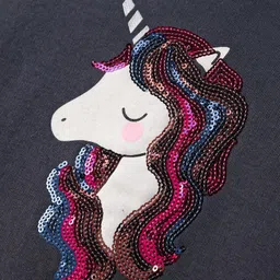 Bodycare Fleece Knit Full Sleeves Sweatshirt with Unicorn Sequin Embroidery - Charcoal Grey image 3