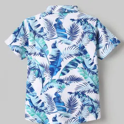 OLLINGTON ST. 100% Cotton Sinker Knit Half Sleeves Shirt With Tropical Print - White image 3