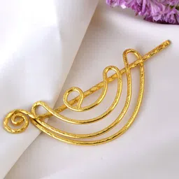 Silvermerc Designs Golden Brass Metal Half Infinity Hair Barrette With Stick-image-9