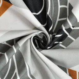 VOMZER Grey & Brown Geometric Printed Cotton 210 TC Queen Bedsheet Set-1.98 m x 1.53 m image 4