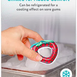 Babyhug Water Filled PVC Strawberry Shape Teether- Red & Green image 5