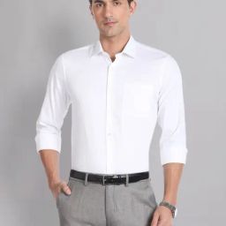 AD by Arvind White Regular Fit Self Design Shirt-picture-31