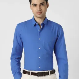 Peter England Blue Cotton Slim Fit Formal Shirt-picture-39