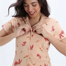 Zivame Pink Relaxed Fit Printed Night Suit image 5