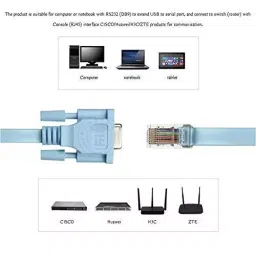 LOTA RJ45 to DB9 Console Cable Blue 1.8 m (6 Ft) Length, MST-1362-LT image 3