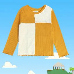 MINIKLUB Kids Yellow & White Color Block Full Sleeves Top-picture-5