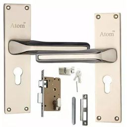 Atom Zinc Alloy Silver Door Handle Lock Set, MH-O-45-CY-SS-OSK-picture-21