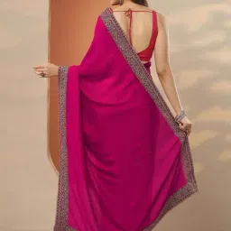 Libas Pink Embellished Saree With Unstitched Blouse image 2