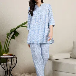 July Women Printed Pure Cotton Top & Pyjamas Night Suit-picture-28