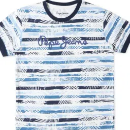 Pepe Jeans Kids Blue & White Printed T-Shirt-image-87