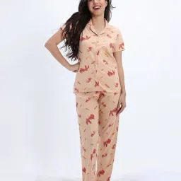 Zivame Pink Relaxed Fit Printed Night Suit-picture-41