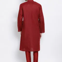 here&now x sanwara Sanwara Men Maroon Solid Straight Kurta image 5
