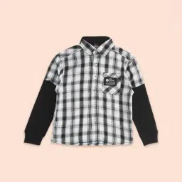 Pantaloons Junior Black & White Cotton Chequered Full Sleeves Shirt-picture-44
