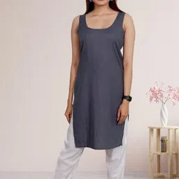 myplusfashion Women Ethnic Motifs Embroidered Chikankari Georgette Kurta-picture-27