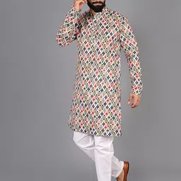 FUBAR Ethnic Motif Printed Cotton Kurta image 2
