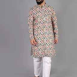 FUBAR Ethnic Motif Printed Cotton Kurta image 3