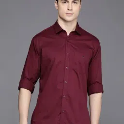 Louis Philippe Sport Maroon Cotton Slim Fit Shirt-image-80