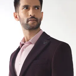 Blackberrys Men Self-Design Notched Lapel Slim Fit Single Breasted Blazer image 2