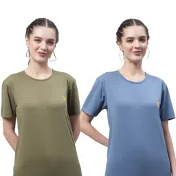 Vimal Jonney Blue & Olive Green Cotton Logo T-Shirt - Pack Of 2-picture-34