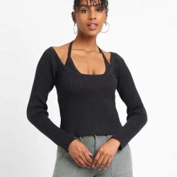 Forever 21 Black Cotton Striped Top-picture-4