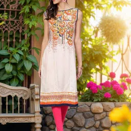 Pannkh Floral Printed Boat Neck Sleeveless Straight Kurta-picture-14