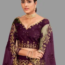 Atsevam Purple Embroidered Semi-Stitched Lehenga Choli Set With Dupatta image 5