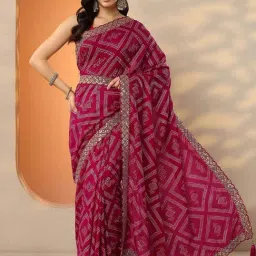 Libas Pink Printed Saree With Unstitched Blouse-picture-46