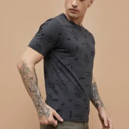 Fame Forever By Lifestyle Dark Grey Cotton Regular Fit Printed T-Shirt image 3