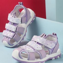 Cute Walk by Babyhug Slip On Hearts Printed Sandals with Velcro Closure - Purple-picture-33