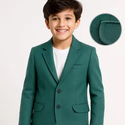 Pine Kids Full Sleeves Knitted Solid Color Blazer - Green-picture-26