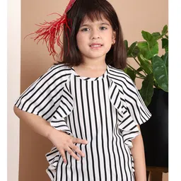 BaawRi Half Sleeves Frill Designed & Striped Top - White-picture-11