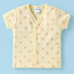 Tango Interlock Knit Half Sleeves Jhabla with Mug Print - Yellow-picture-39