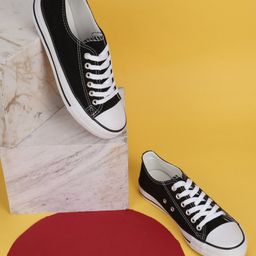 TRUFFLE COLLECTION Canvas Colour Blocked Sneakers - Black-picture-49