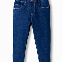 Babyhug Cotton Denim Full Length Jeans With Stretch - Navy Blue-picture-27