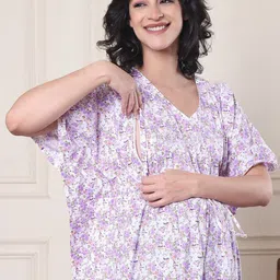 Secret Wish WomenMaternity Kaftan Printed Maxi Nightdress image 5