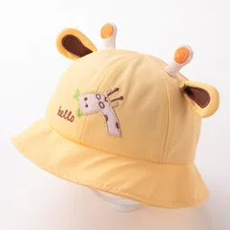 Babyhug Hello Giraffe Embroidered Bucket Hat Yellow - Diameter 17 cm image 2