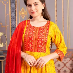 BAESD Girls Floral Printed Festive Cotton A-Line Kurta image 4
