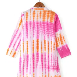 Babyhug Cotton Woven Full Sleeves Kurta & Pyjama Set Tie & Dye Print - Pink image 3