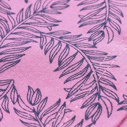 Evimo Single Jersey Knit Above Knee Length Shorts with Leaves Print - Pink image 3