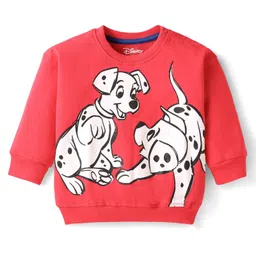 Babyhug Disney Terry Knit Full Sleeves T-Shirt & Jogger Pant Set with 101 Dalmatians Graphic & Quilt Detailing - Red & Blue image 3