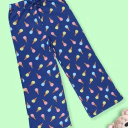 Kiddopanti Cotton Knit Pack Of 2 Ice Cream & Pineapples Printed Pajamas - Maroon & Royal Blue image 4