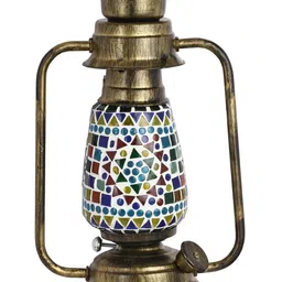 1ST TIME Multicoloured & Brown Textured Metal Traditional Rectangle Shaped Wall Lamp image 3