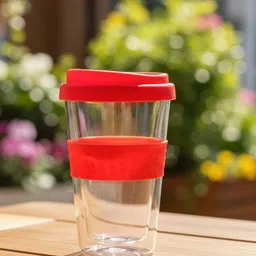 TASKHOUSE Red & Transparent Solid Glass Glossy Tumbler image 2